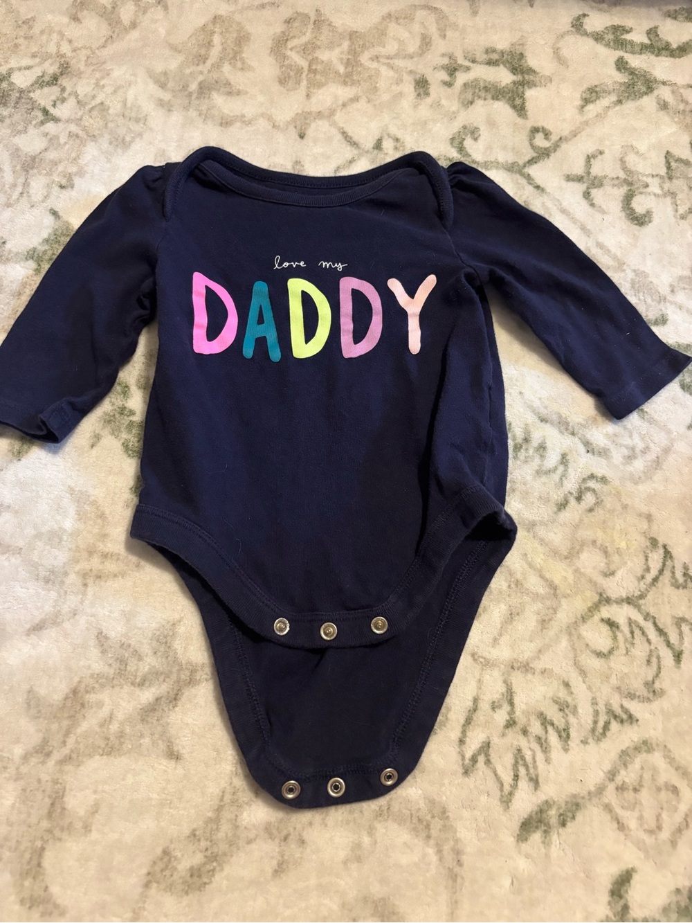 GAP Navy Long-Sleeve One-Piece with Multicolor "love my DADDY" Print